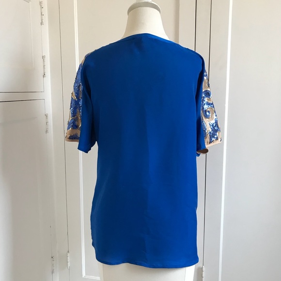 TRACY REESE For Target Blue Sequin Top Medium - Picture 4 of 13